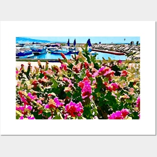 Flowers and Boats in Aqaba Watercolor Posters and Art